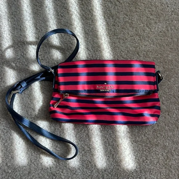kate spade Bags Kate Spade Navy Pink Striped Crossbody Poshmark